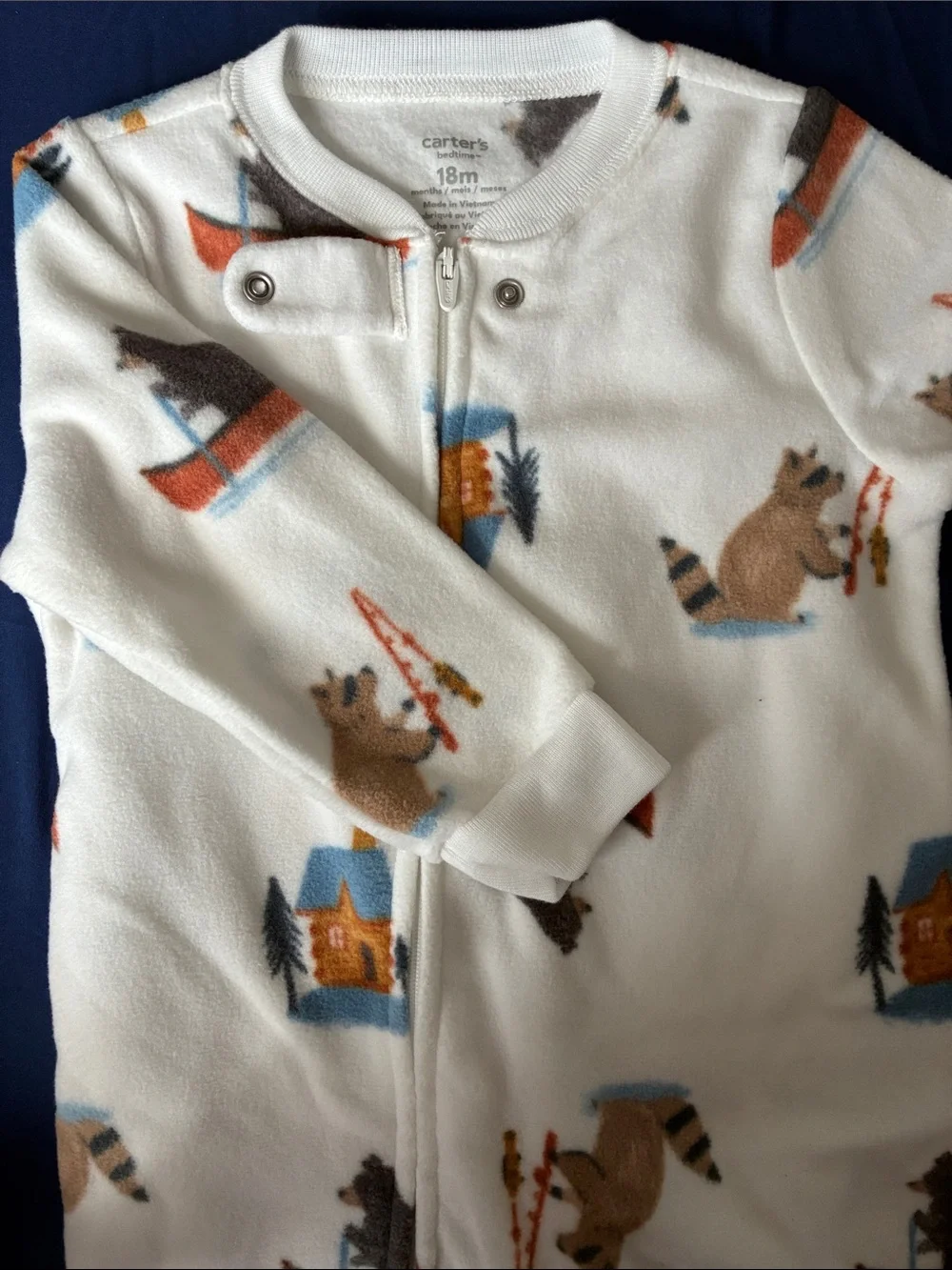 Carter's White Fleece Zip Footie Pajamas